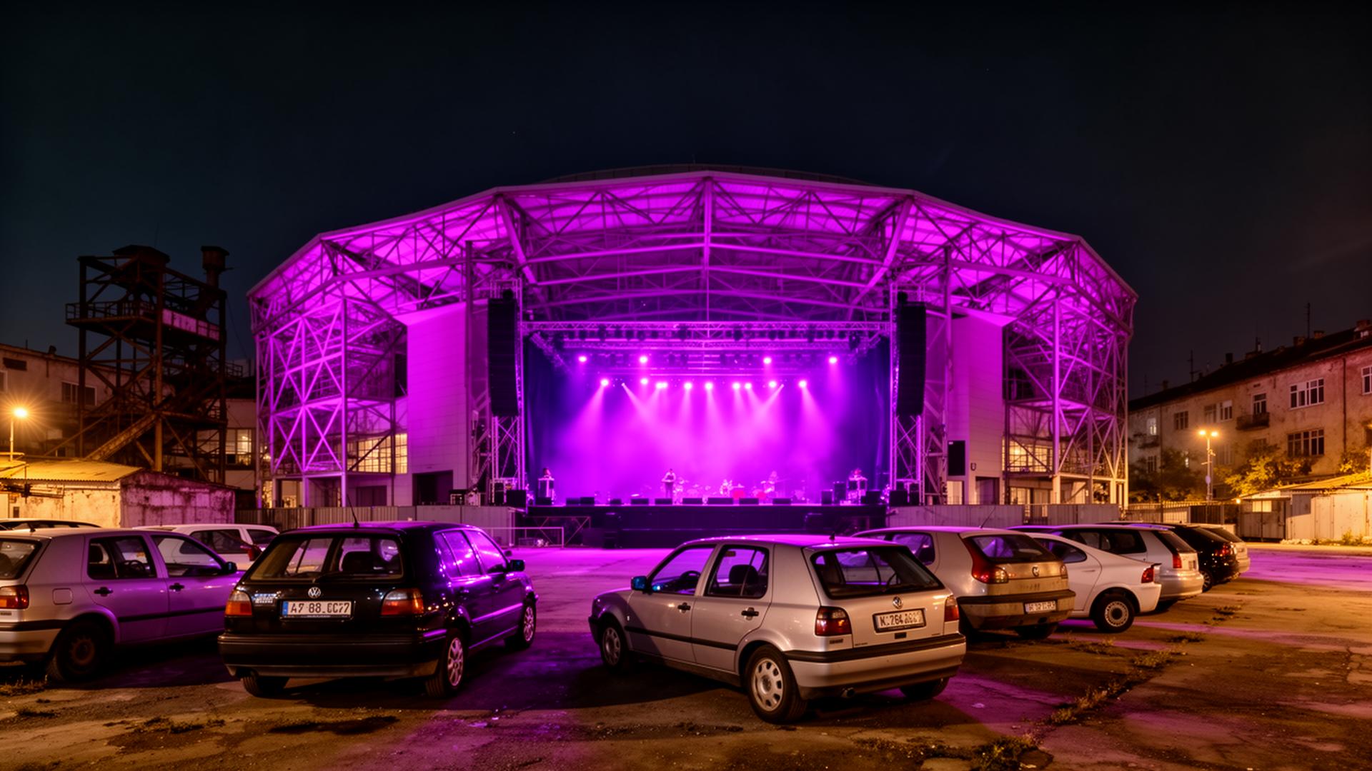 Arena Golf Troika exterior at night